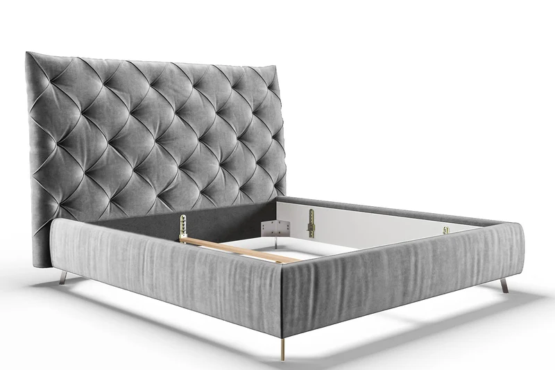KAWOLA Bett ANNY Polsterbett Velvet silber