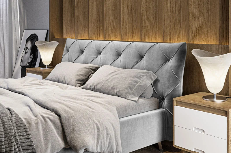 KAWOLA Bett ANNY Polsterbett Velvet silber