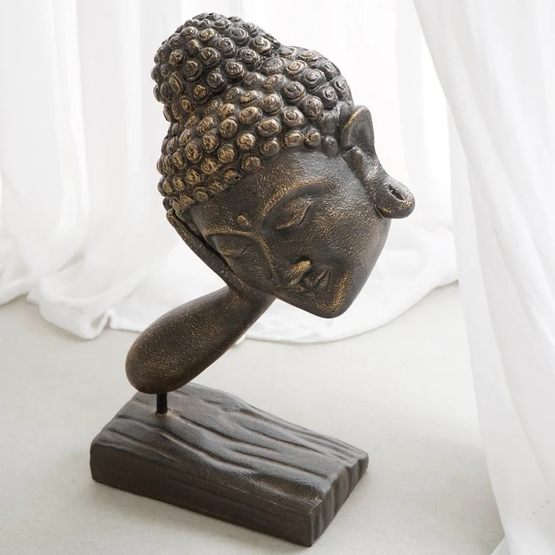 Spirituelle Buddha Statue RELAX 70cm gold-schwarz Deko Skulptur