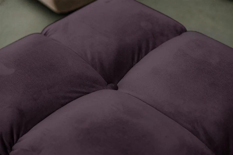 KAWOLA Sitzgruppe VIVIEN Ecksofa Drehsessel Hockerbank Velvet purple