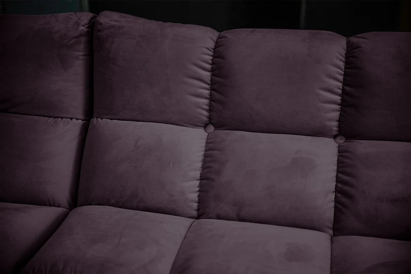KAWOLA Sitzgruppe VIVIEN Ecksofa Drehsessel Hockerbank Velvet purple