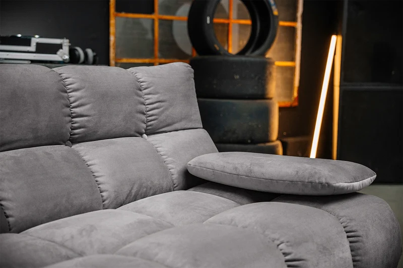 KAWOLA Sitzgruppe VIVIEN Ecksofa Drehsessel Hockerbank Velvet stone