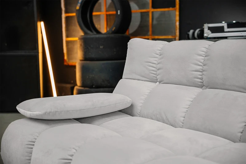 KAWOLA Sitzgruppe VIVIEN Ecksofa Drehsessel Hockerbank Velvet silber