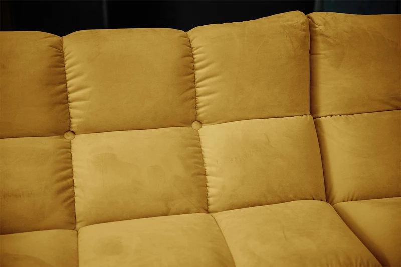 KAWOLA Sitzgruppe VIVIEN Ecksofa Drehsessel Hockerbank Velvet curry