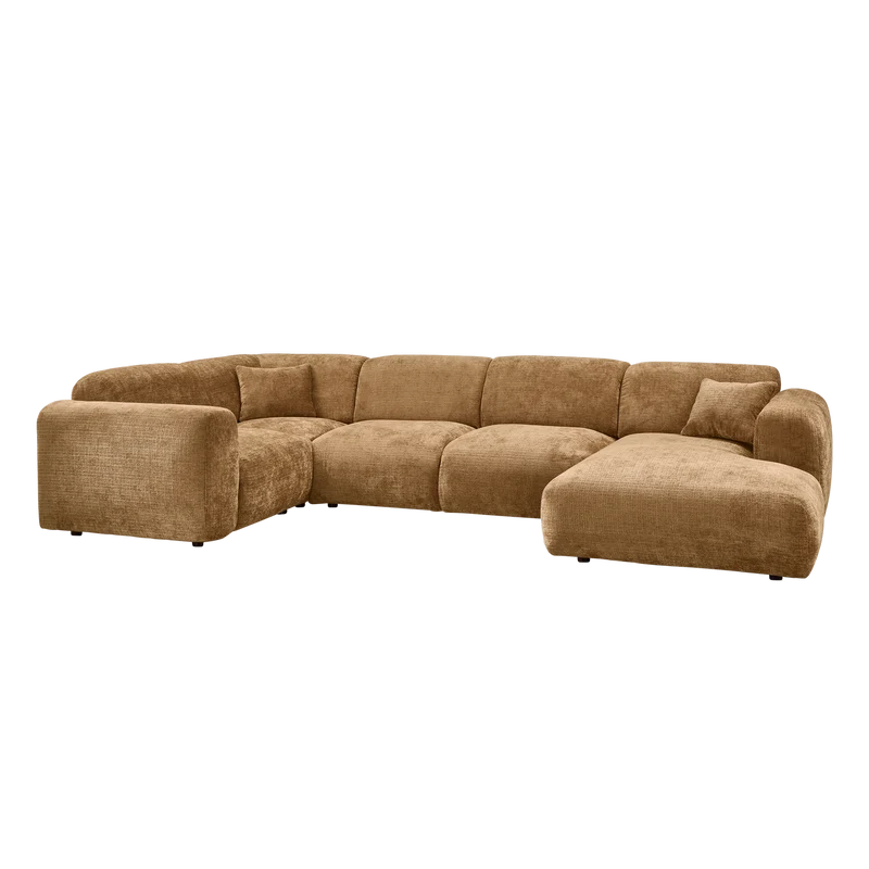 Cloud-Ecksofa, links, gewebtes Chenille, honiggelb
