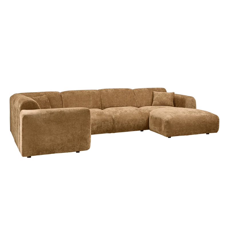 Cloud-Ecksofa, links, gewebtes Chenille, honiggelb