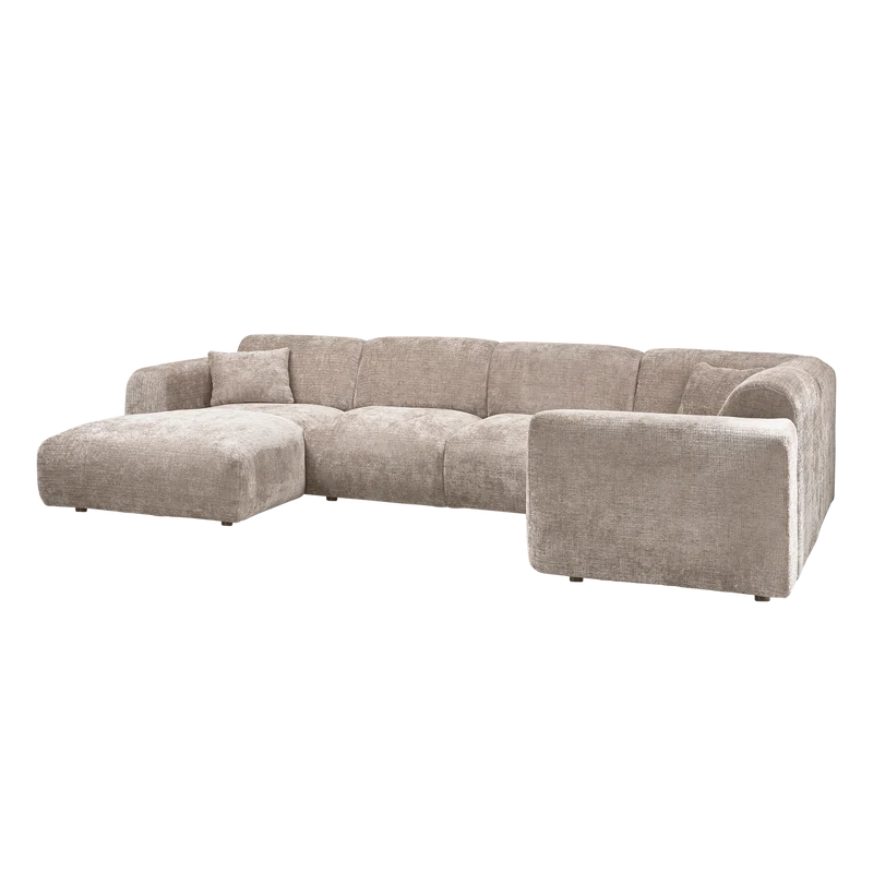 Cloud-Ecksofa rechts, gewebtes Chenille in Naturfarbe
