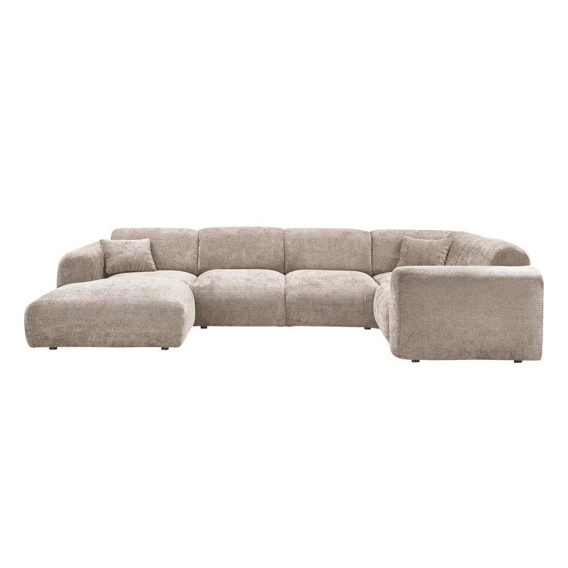 Cloud-Ecksofa rechts, gewebtes Chenille in Naturfarbe