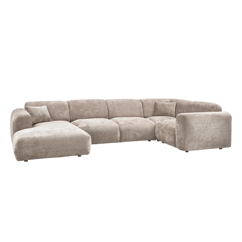Cloud-Ecksofa rechts, gewebtes Chenille in Naturfarbe