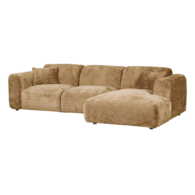 Cloud-Chaiselongue, rechts, Chenille, honiggelb