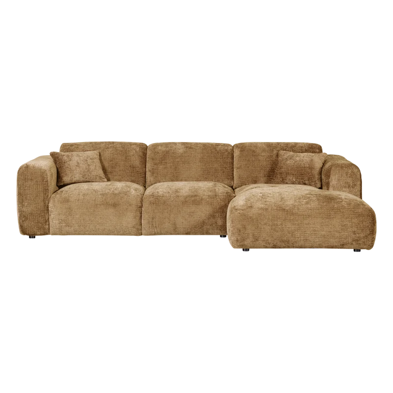 Cloud-Chaiselongue, rechts, Chenille, honiggelb