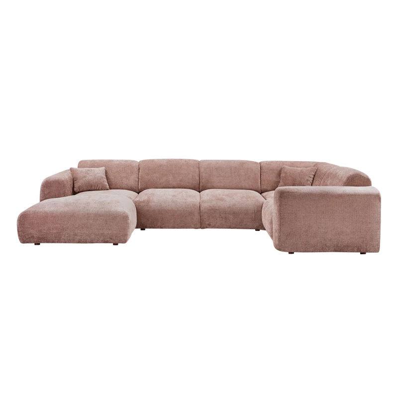 Cloud-Ecksofa rechts, gewebtes Chenille, taupe/rosa