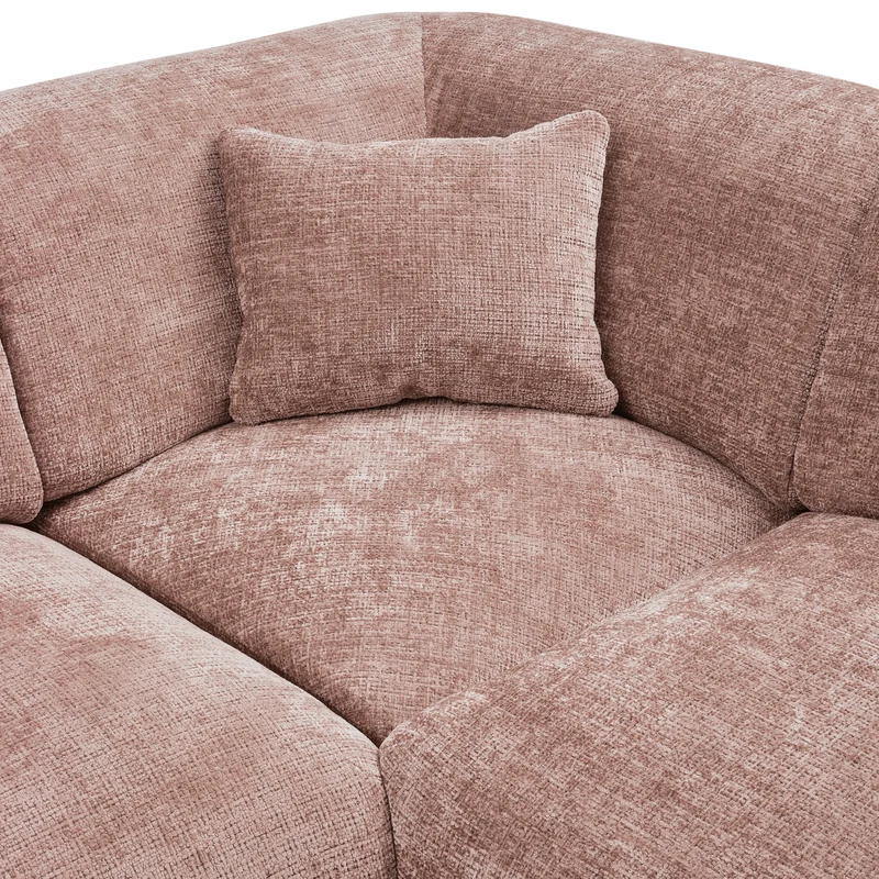 Cloud-Ecksofa rechts, gewebtes Chenille, taupe/rosa
