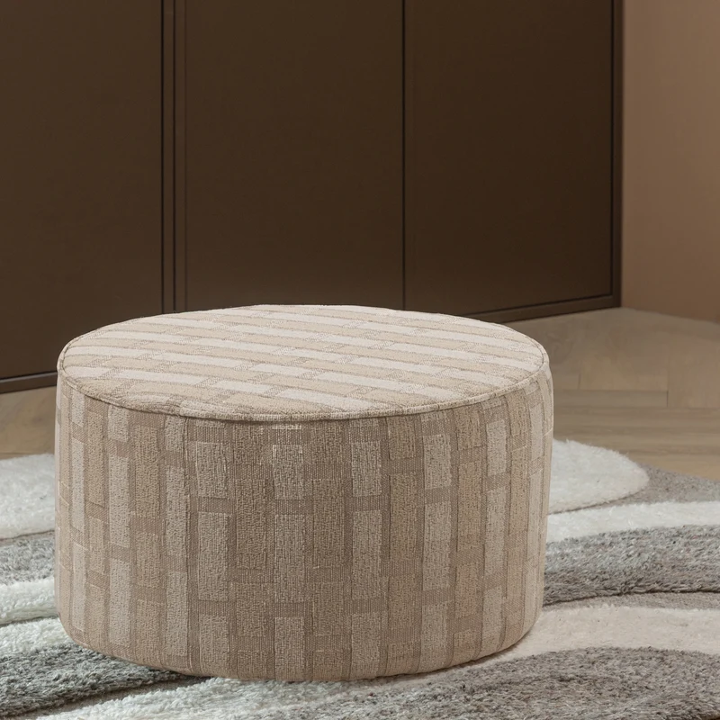 Sarli hocker niedrig rautenmuster chenille natur/beige