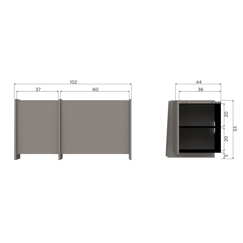 Brock tv-möbel 102 cm asche furnier warmes grau