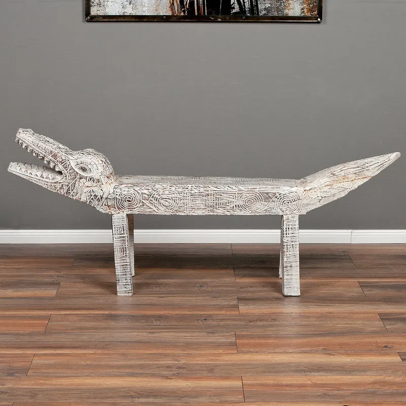 Sitzbank KROKO White Wash ca. L170-200cm Albasia