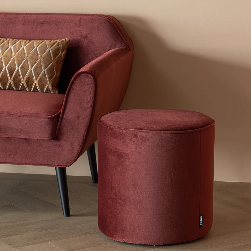 Sara hocker hoch 46xØ46 cm samt bordeauxrot