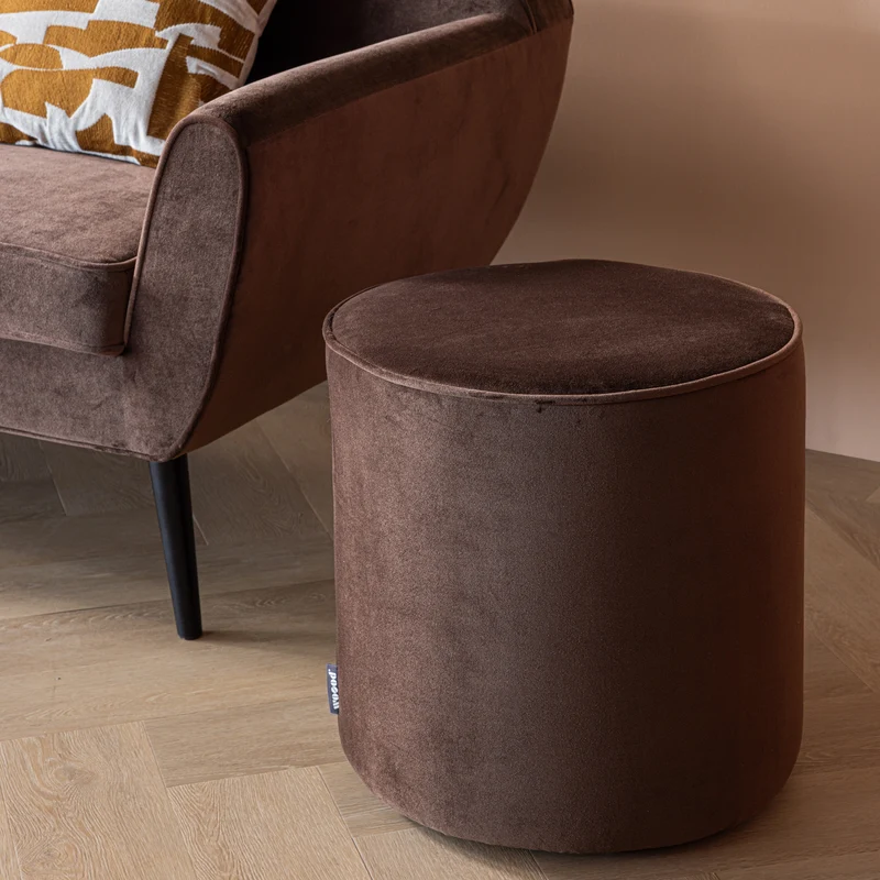 Sara hocker hoch 46xØ46 cm samt dunkelbraun