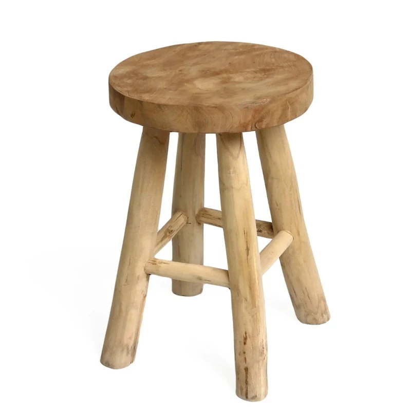 Teak Hocker KANSAS Natural 45cm Beistelltisch Sitzhocker