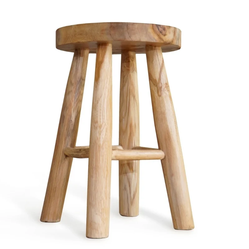 Teak Hocker KANSAS Natural 45cm Beistelltisch Sitzhocker