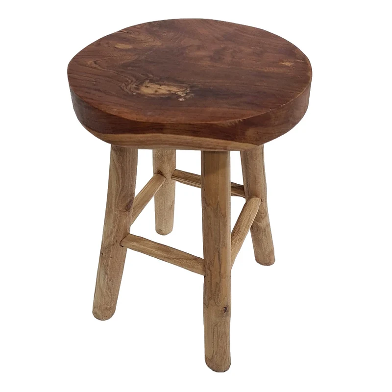 Teak Hocker KANSAS Natural 45cm Beistelltisch Sitzhocker