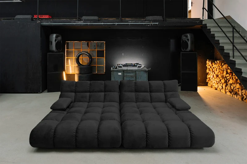 KAWOLA Big Sofa VIVIEN Velvet schwarz