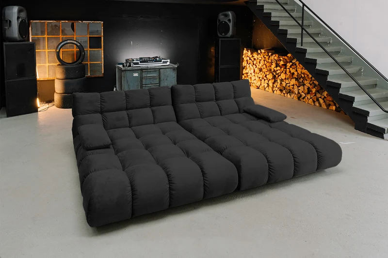 KAWOLA Big Sofa VIVIEN Velvet schwarz