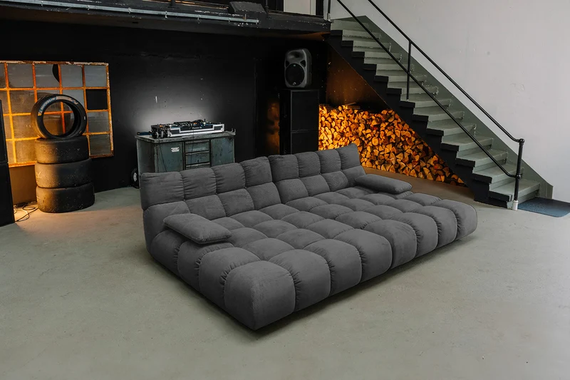 KAWOLA Big Sofa VIVIEN Feincord anthrazit