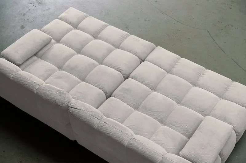KAWOLA Big Sofa VIVIEN Feincord silber