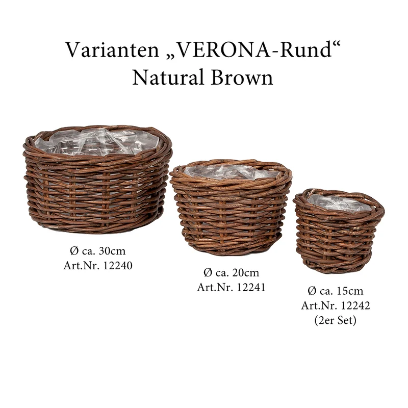 Pflanzkorb VERONA-Rund ca. D20cm Natural Brown