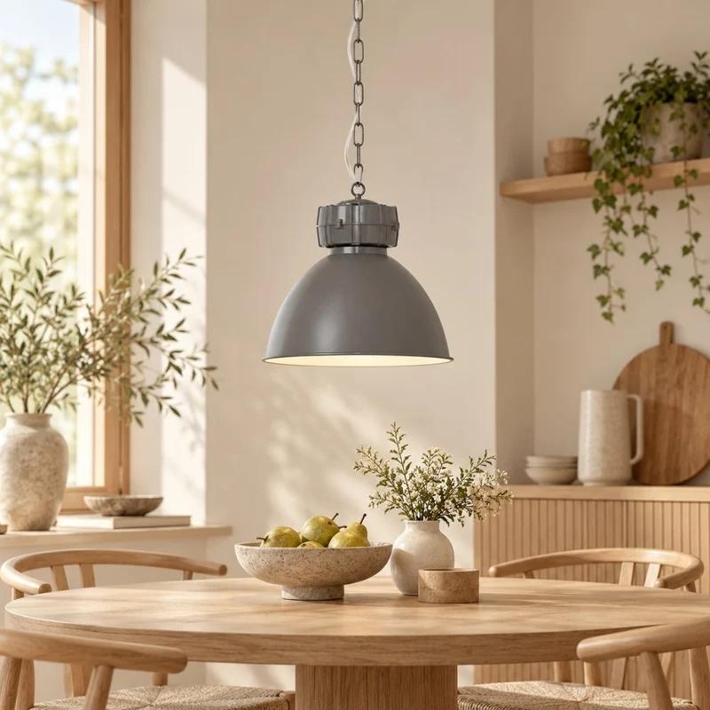 Metall Hängeleuchte BJÖRN D47cm Grau Industrie-Look