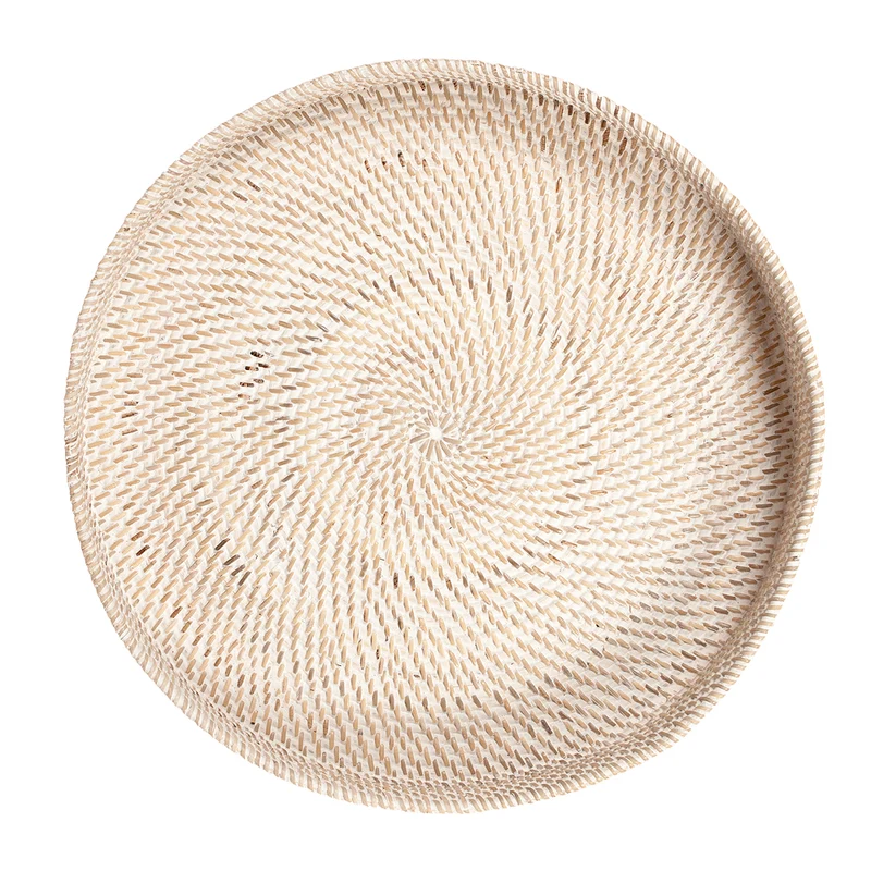 Traditionelles Tablett LOMBOK aus Ketak White Wash 30cm Handarbeit