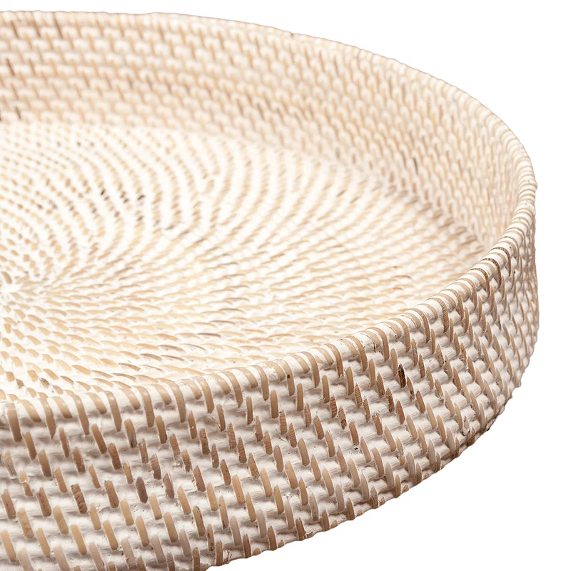 Traditionelles Tablett LOMBOK aus Ketak White Wash 50cm Handarbeit