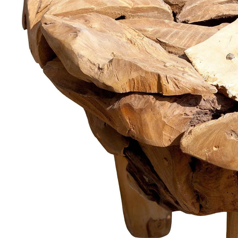 Teakwurzel Couchtisch BOSCO 80cm Natural Massivholz Glasplatte
