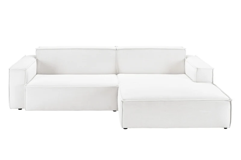 KAWOLA Sofa SAMU Ecksofa Feincord weiß