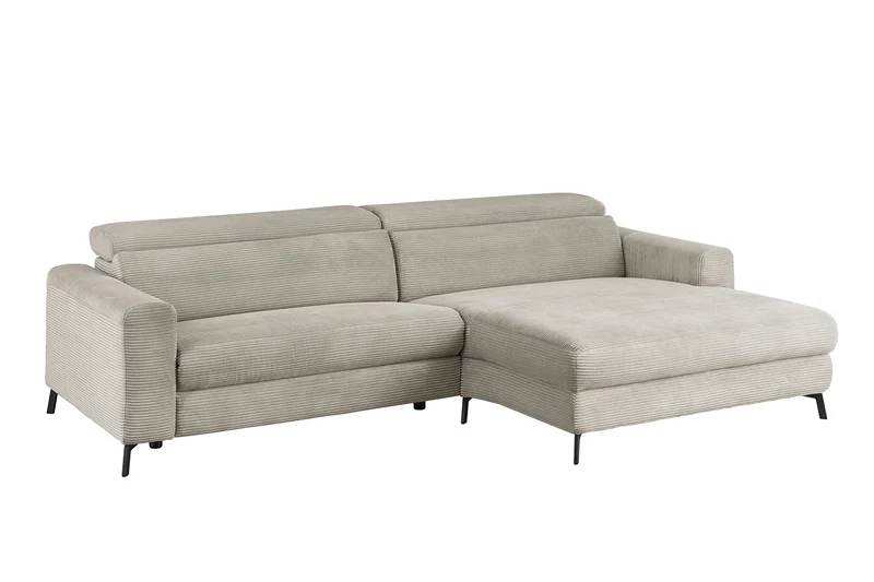 KAWOLA Sofa LAISKA Ecksofa Cord steingrau
