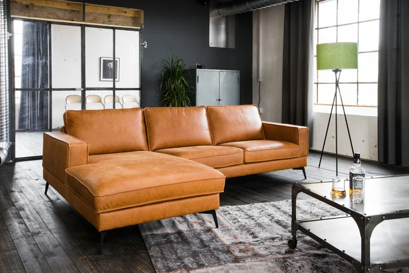 KAWOLA Sofa BLOOM Ecksofa Leder cognac