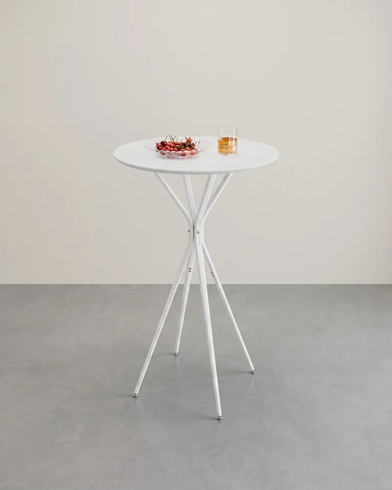 Schwarzer Stehtisch mit X-Beinen – 60 x 60 x 105 cm – Metallgestell – MDF-Tischplatte – Bis 50 kg belastbar
