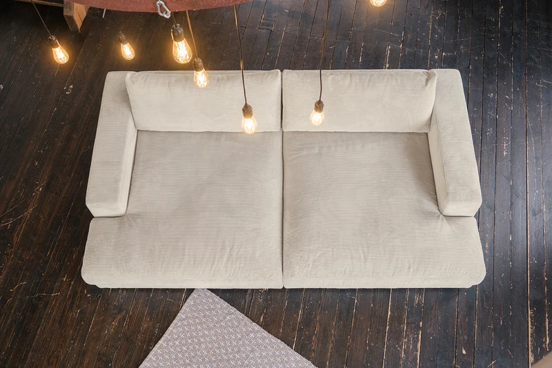 KAWOLA Big Sofa MADELINE Cord cremeweiß