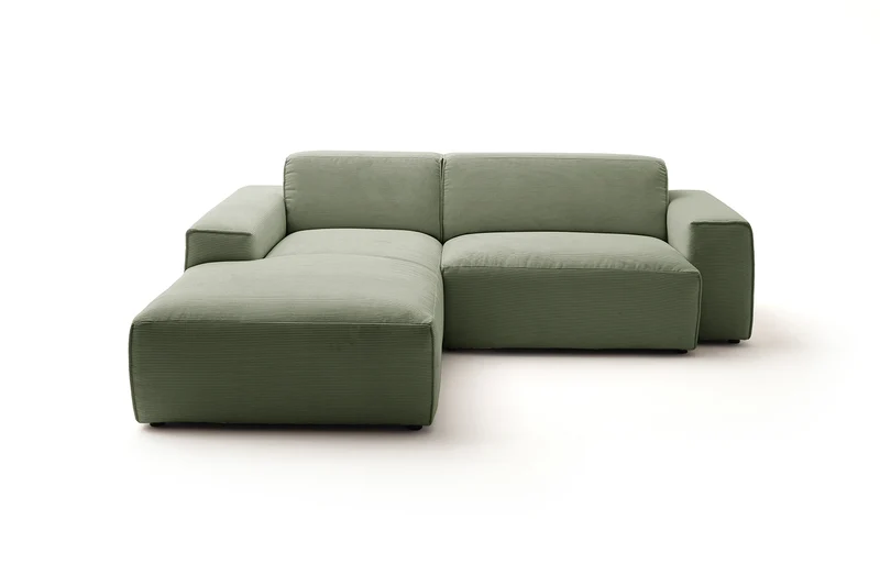 KAWOLA Sofa RANI Ecksofa Feincord olivgrün