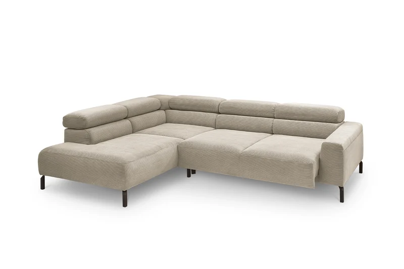 KAWOLA Sofa DELIA Ecksofa Feincord beige
