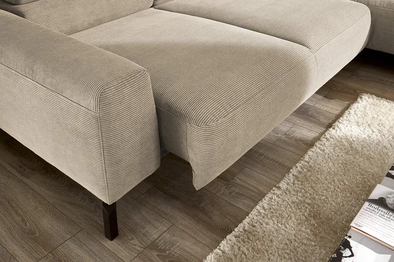 KAWOLA Sofa DELIA Ecksofa Feincord beige