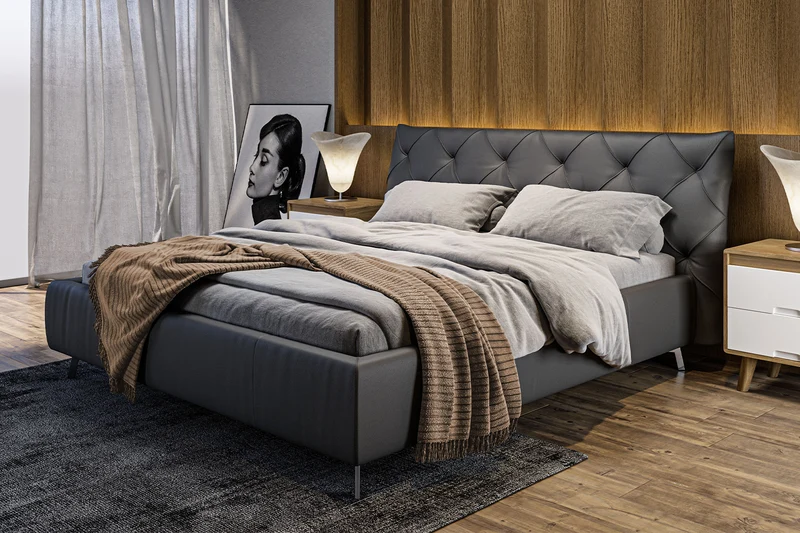 KAWOLA Bett ANNY Polsterbett Leder schwarz