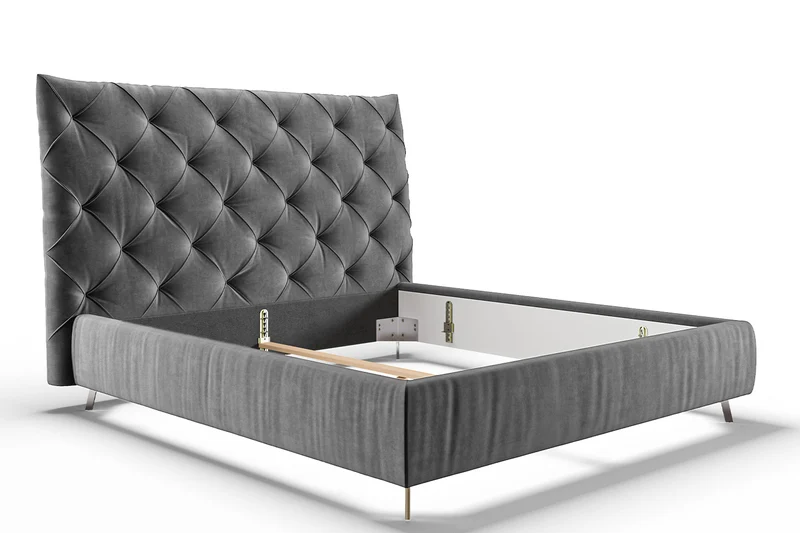 KAWOLA Bett ANNY Polsterbett Velvet grau