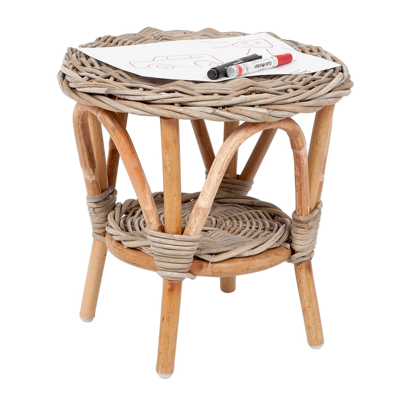 Rattan Kinder Beistelltisch LOTTI Natural Grey D40cm