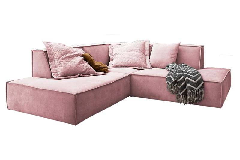 KAWOLA Sofa SAMU Ecksofa Stoff rosa