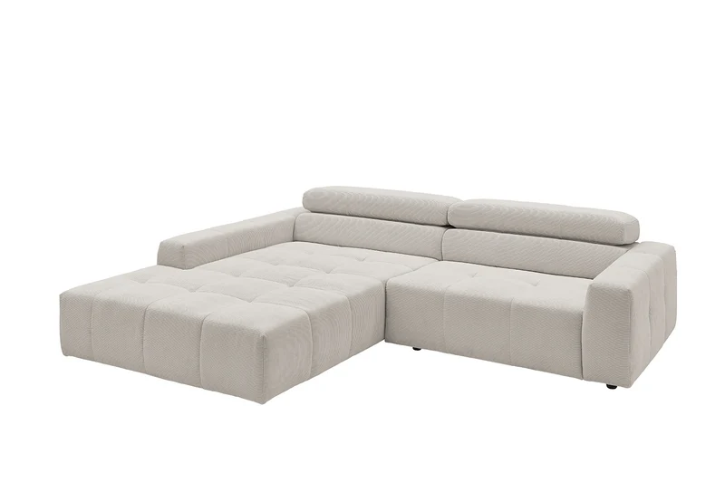 KAWOLA Sofa RENO Ecksofa Feincord silber