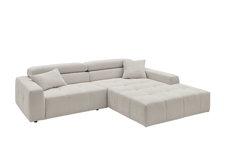 KAWOLA Sofa RENO Ecksofa Feincord silber