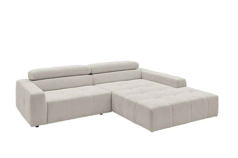 KAWOLA Sofa RENO Ecksofa Feincord silber