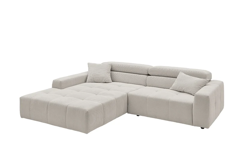KAWOLA Sofa RENO Ecksofa Feincord silber